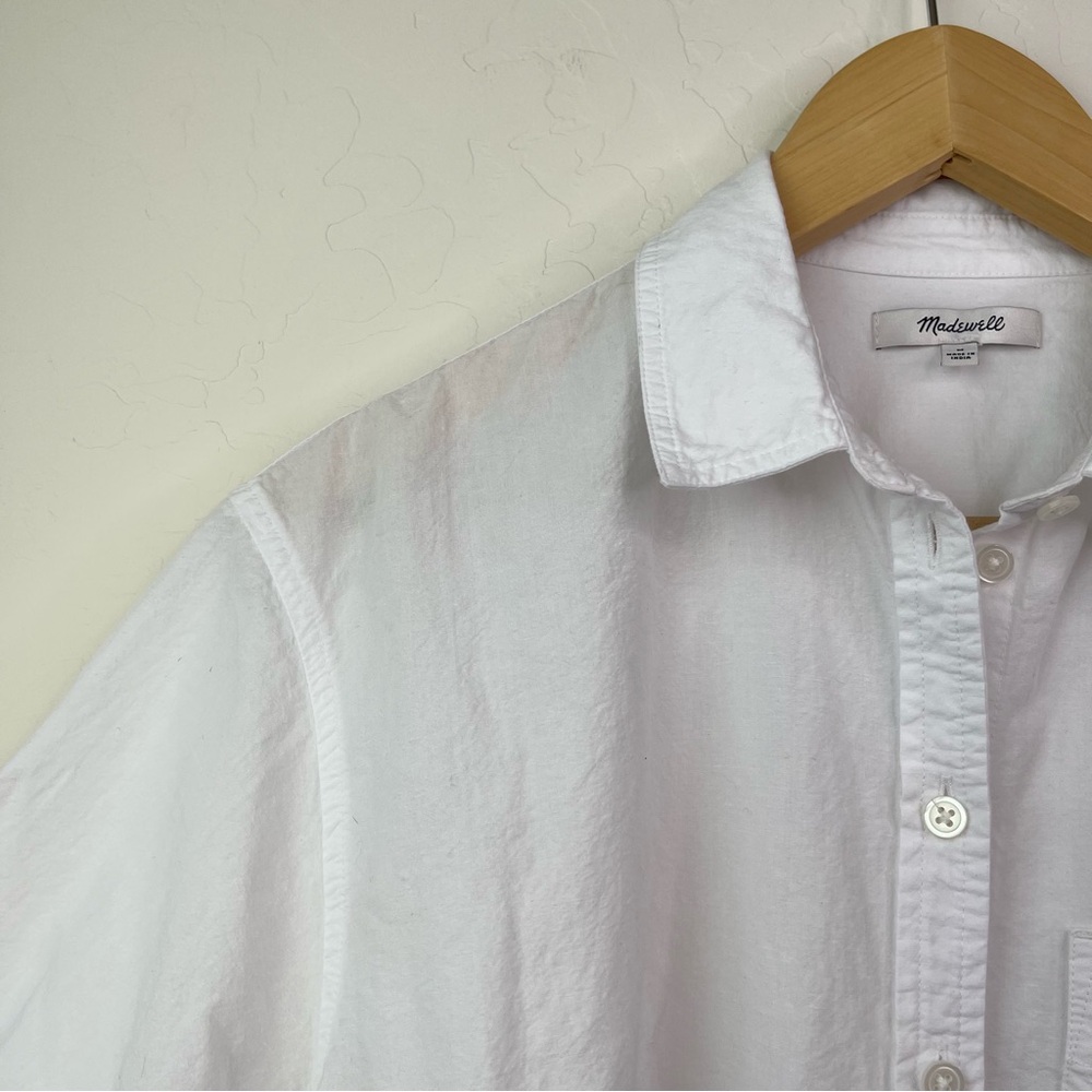Madewell White Cropped Boxy Utility Button-Up Shirt Women’s Size Medium - Picture 7 of 16